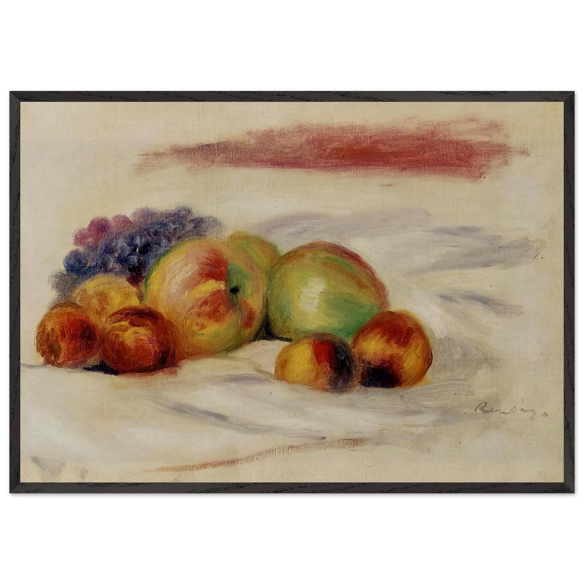 Apples and Grapes - Pierre-Auguste Renoir Framed Art Print – Black Wooden Frame - Default Title - -Framed Art Print