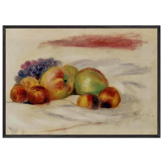 Apples and Grapes - Pierre-Auguste Renoir 70x100 cm / 28x40 inches Framed Art Print – Black Wooden Frame