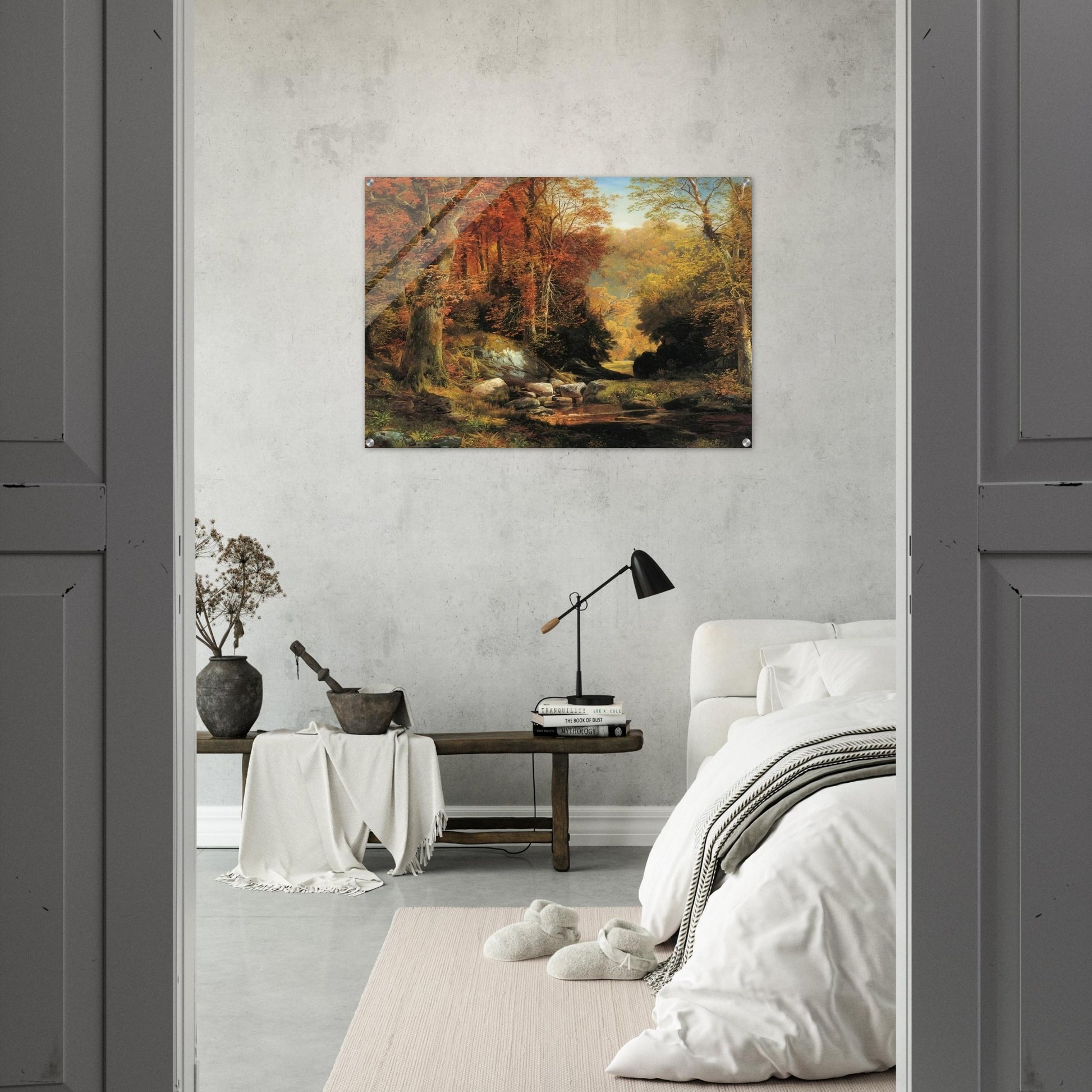 Cresheim Glen, Wissahickon, Autumn - Thomas Moran Acrylic Print - 70x100 cm / 28x40″ inches | Thomas Moran Wall Art | Thomas Moran Prints