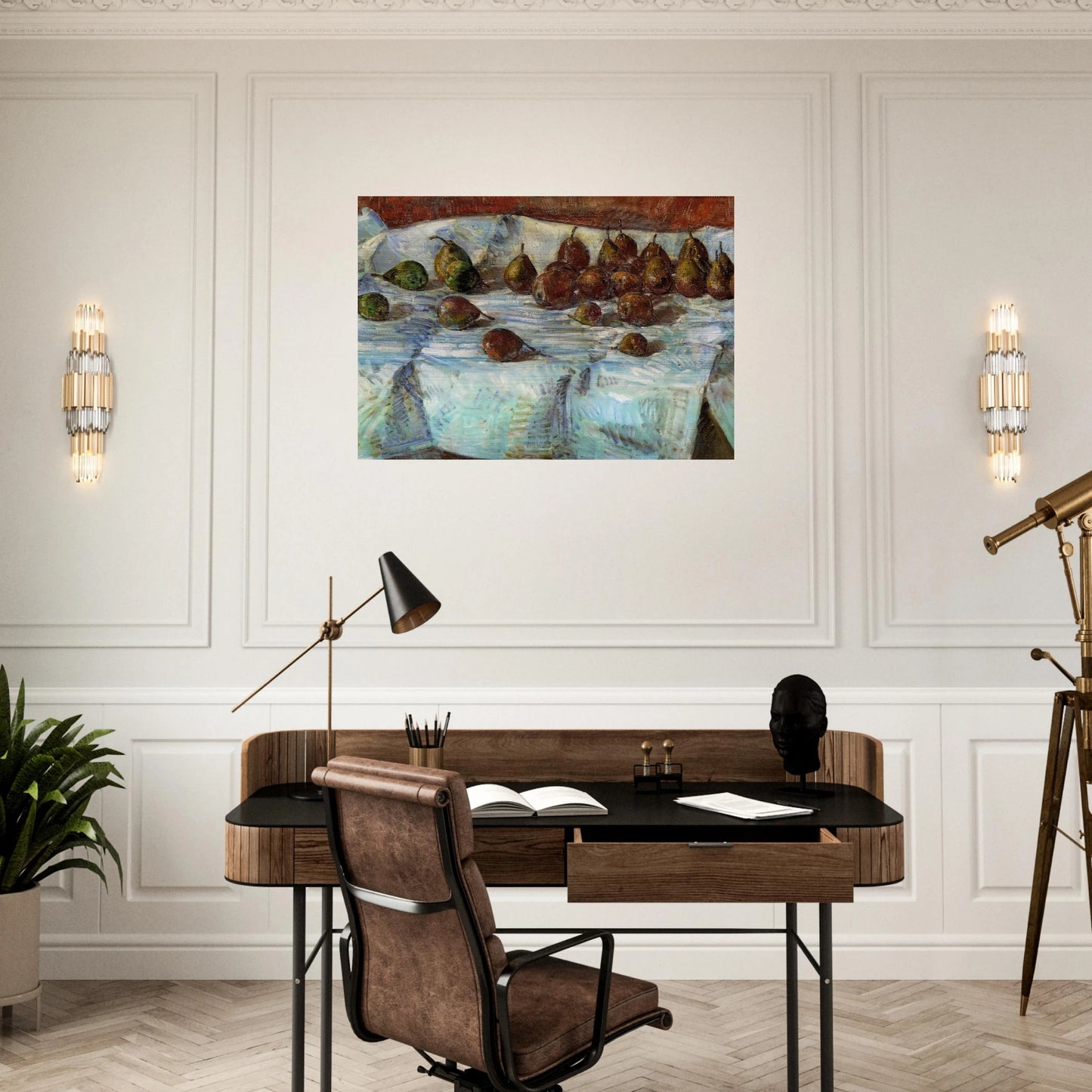 Winter Sickle Pears - Childe Hassam Brushed Aluminum Print - 70x100 cm / 28x40 inches | Childe Hassam Aluminum Print | Childe Hassam Prints