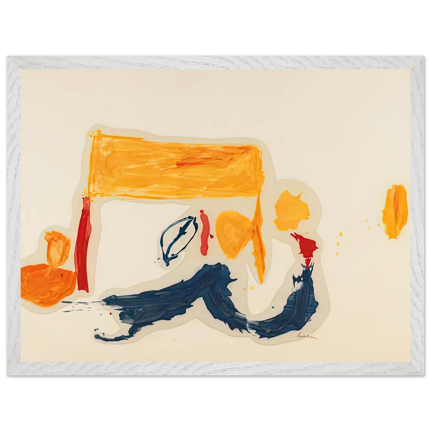 Helen Frankenthaler - Yellow Games, 1962- Wall Art - 60x80 cm / 24x32 inches - Premium Wooden Framed Poster With Fine Art Paper - White frame