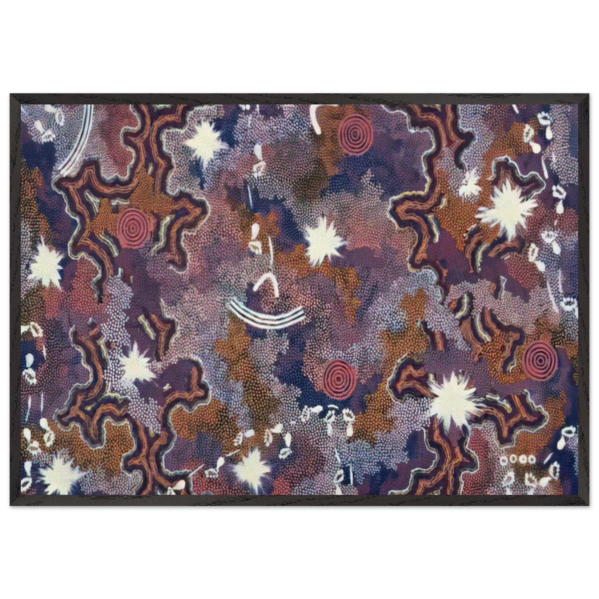 Ngarlu - 1994 - Clifford Possum Tjapaltjarri Framed Art Print – Black Wooden Frame - Default Title - -Framed Art Print