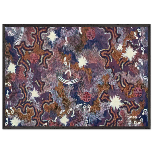 Ngarlu - 1994 - Clifford Possum Tjapaltjarri Framed Art Print – Black Wooden Frame - Default Title - -Framed Art Print