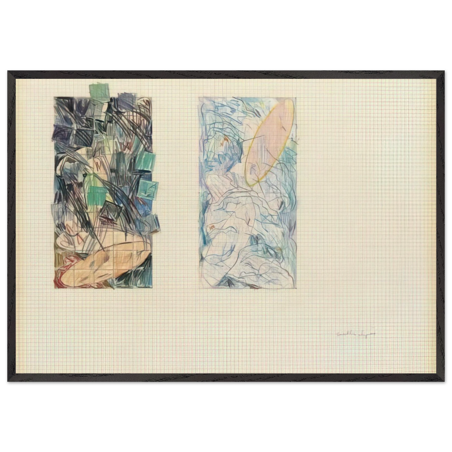 Sad and Happy Tidal Wave - 1978 - Jennifer Bartlett Framed Art Print – Black Wooden Frame - Default Title - -Framed Art Print