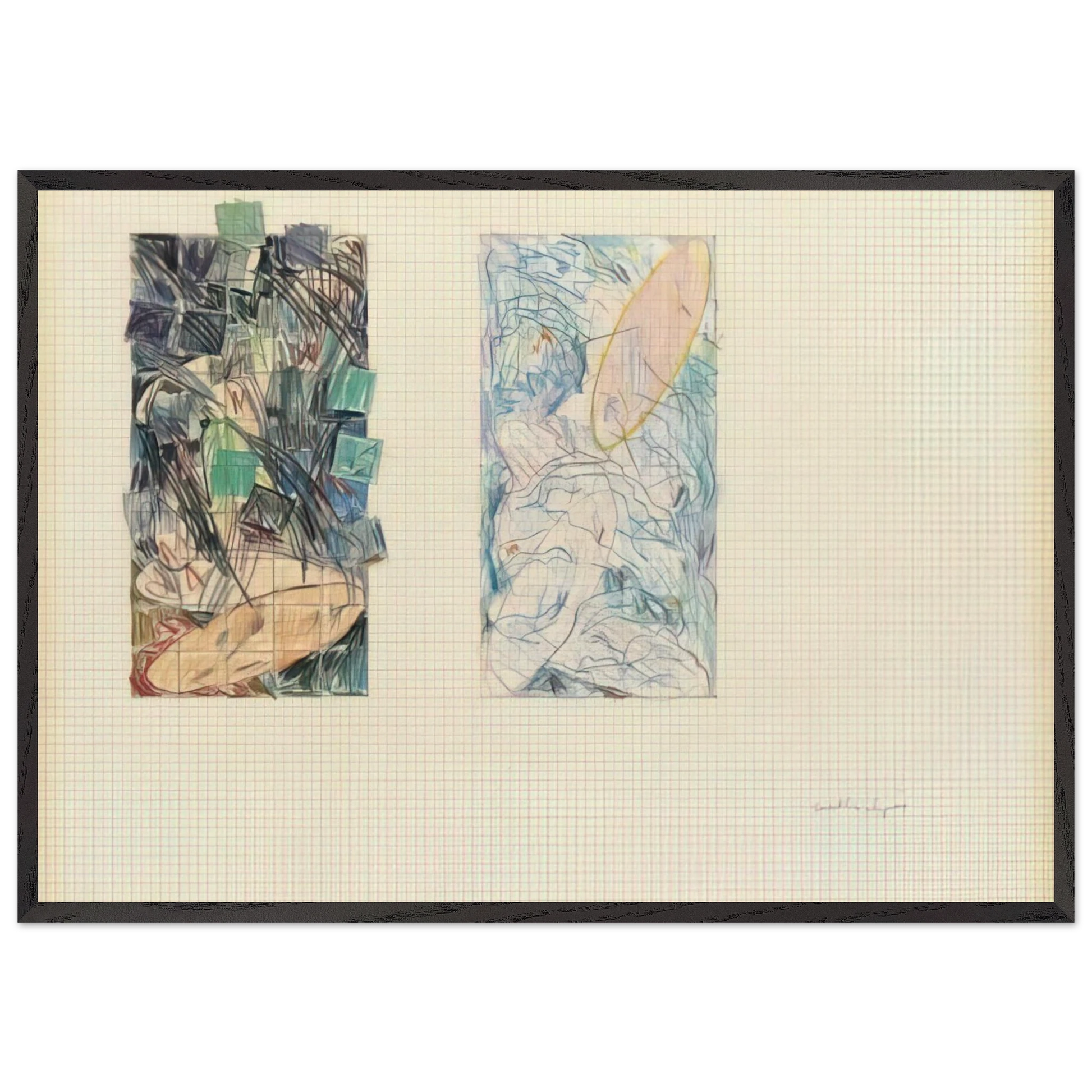 Sad and Happy Tidal Wave - 1978 - Jennifer Bartlett Framed Art Print – Black Wooden Frame - Default Title - -Framed Art Print