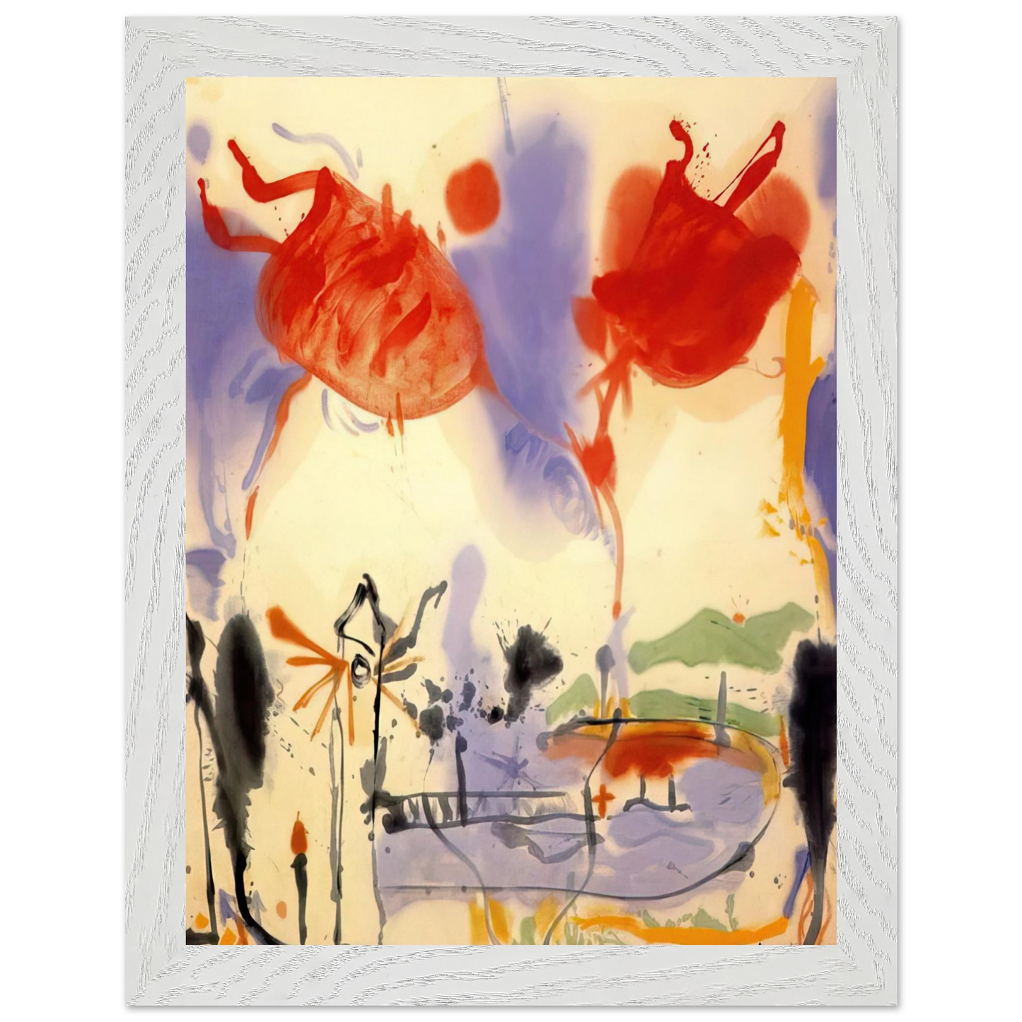 Helen Frankenthaler - Round Trip - 1957 Wall art - 70x100 cm / 28x40 inches - Premium Wooden Framed Poster With Fine Art Paper - Wood frame