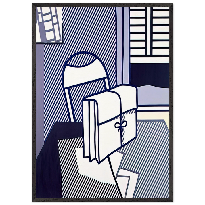 STILL LIFE WITH DOSSIER 1976 - Roy Lichtenstein 70x100 cm / 28x40 inches Framed Art Print – Black Wooden Frame