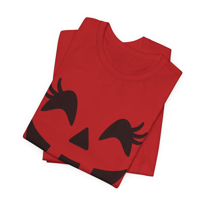 Jack O Lantern Face Pumpkin Eyelashes Halloween Women Girls T-Shirt