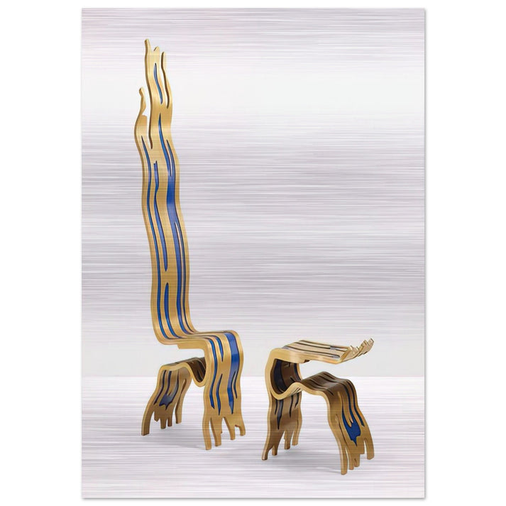 BRUSHSTROKE CHAIR AND OTTOMAN 1988 - Roy Lichtenstein Brushed Aluminum Print - 70x100 cm / 28x40 inches | Roy Lichtenstein Aluminum Print | Roy Lichtenstein Prints