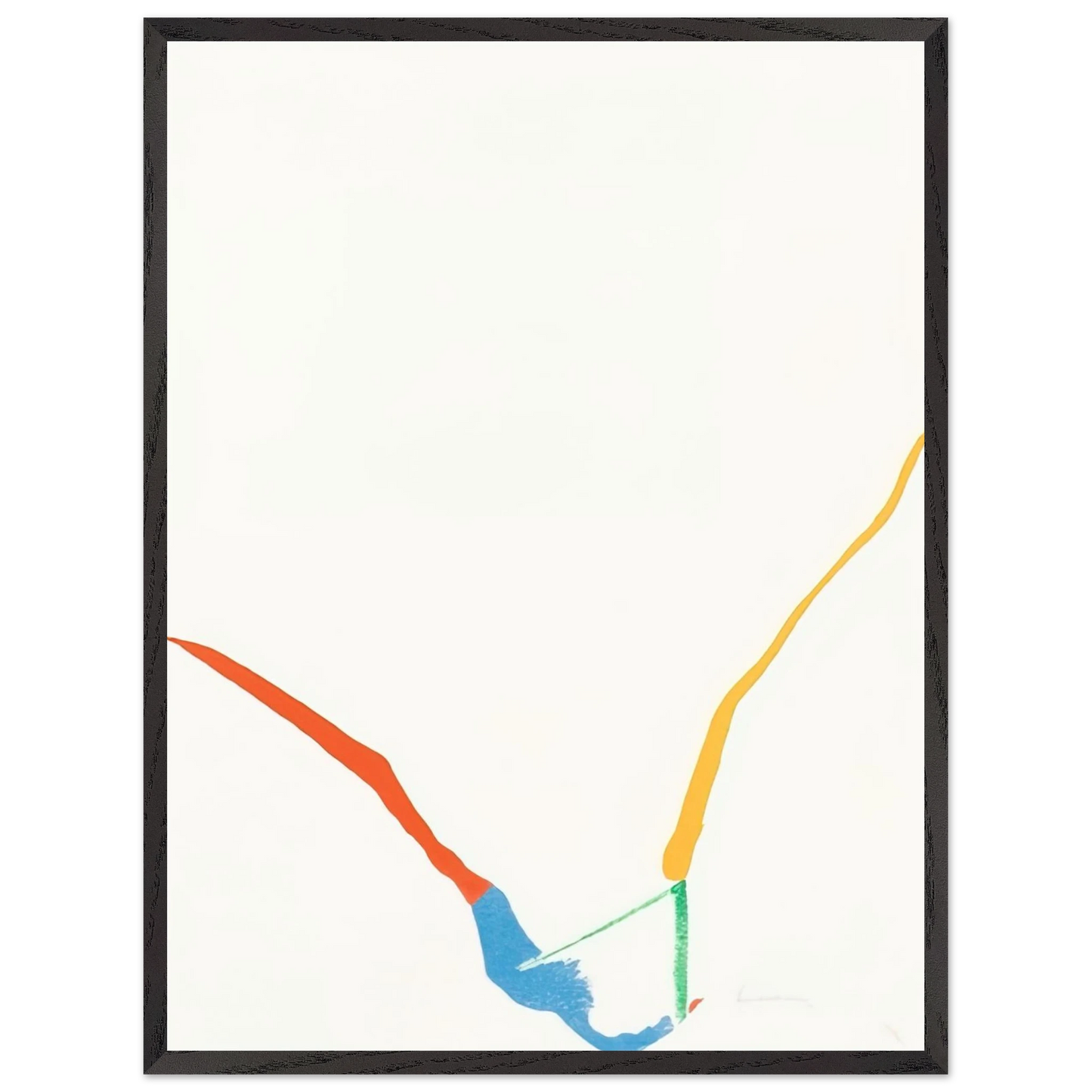 Helen Frankenthaler - What Red Lines Can Do - 1970 Wall art - 28x43  cm / XL (11x17 inches) - Premium Wooden Framed Poster With Fine Art Paper - Wood frame