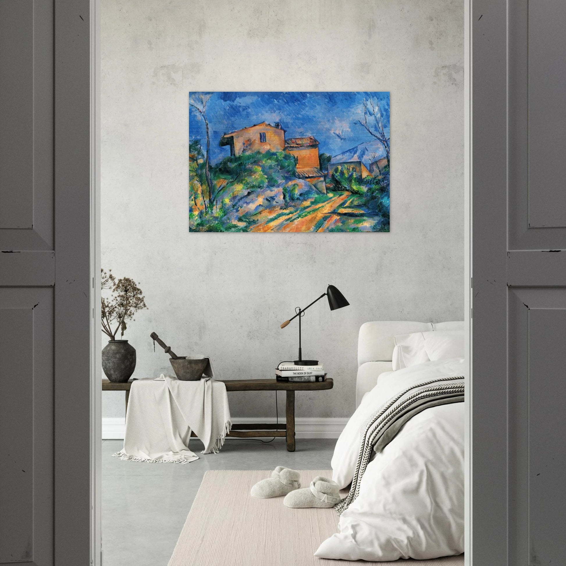 Maison Maria with a View of Chateau Noir - Paul Cézanne Brushed Aluminum Print - 70x100 cm / 28x40 inches | Paul Cézanne Aluminum Print | Paul Cézanne Prints