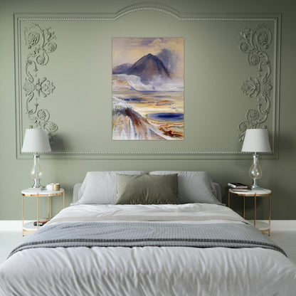 Mammoth Hot Springs Yellowstone - Thomas Moran Brushed Aluminum Print - 70x100 cm / 28x40 inches | Thomas Moran Aluminum Print | Thomas Moran Prints