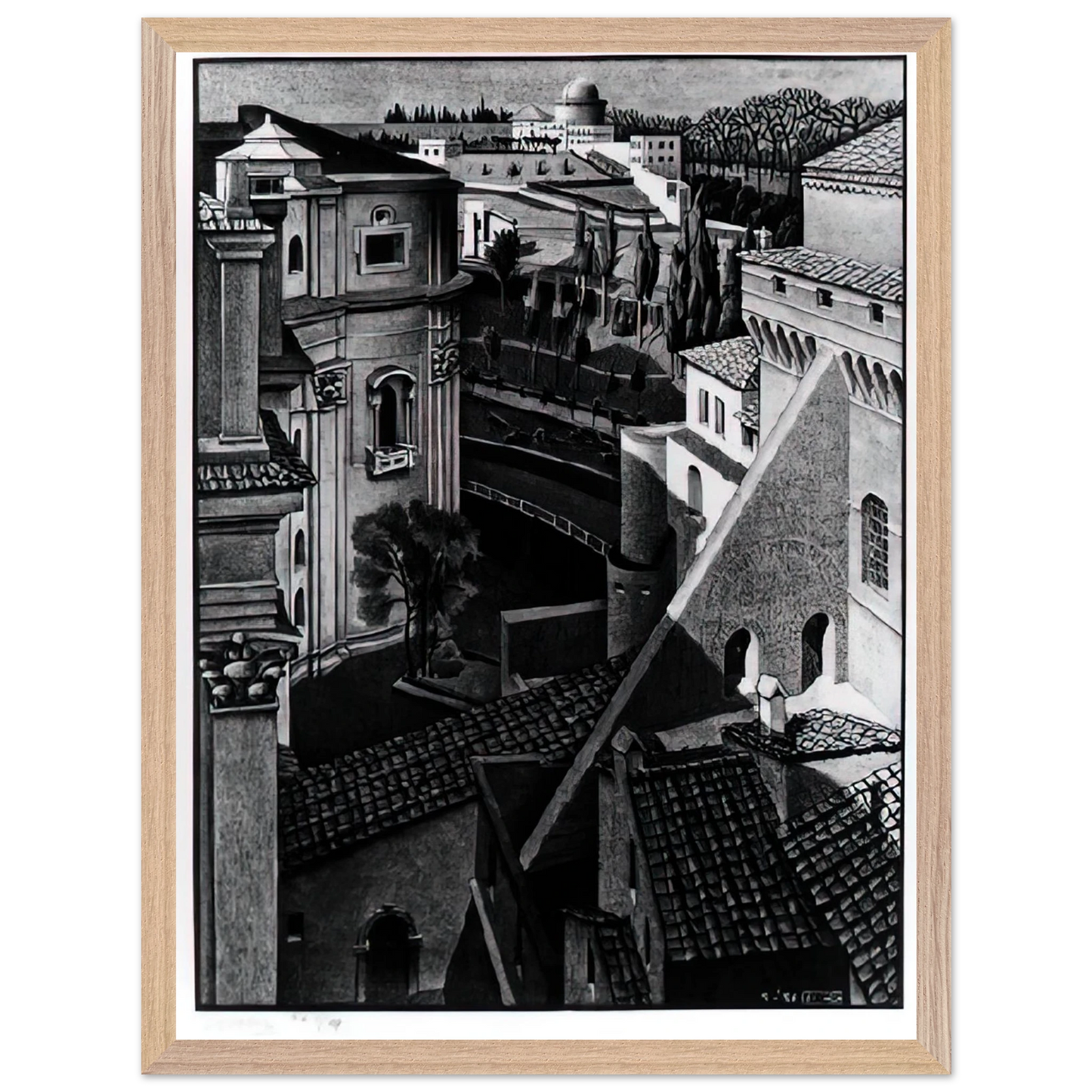 MC Escher - BERWEEN ST PETER AND SISTINE CHAPEL MARCH 1936 1936 Wall Art - 60x80 cm / 24x32 inches - Fine Art Poster - -