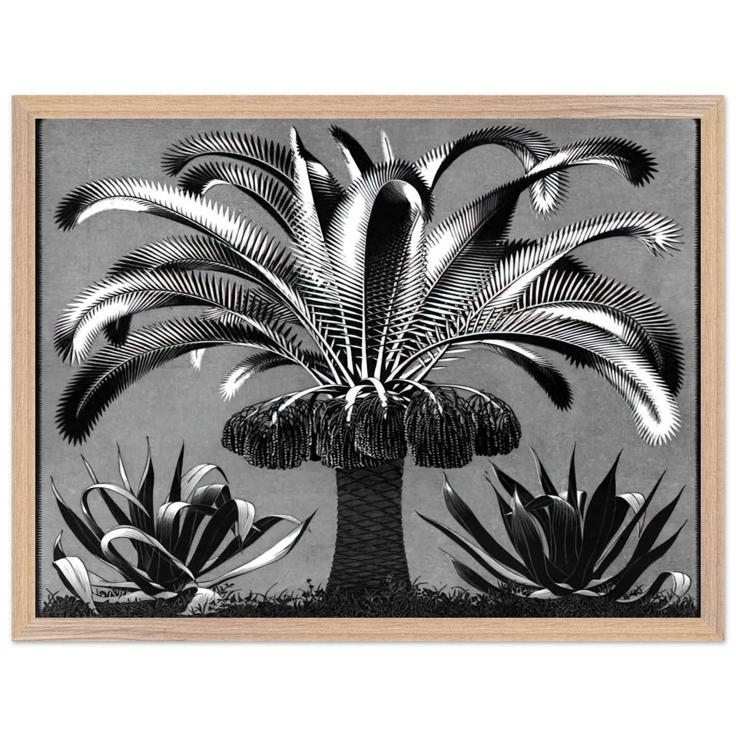 MC Escher - PALM Wall Art - 60x80 cm / 24x32 inches - Premium Wooden Framed Poster With Fine Art Paper - Black frame