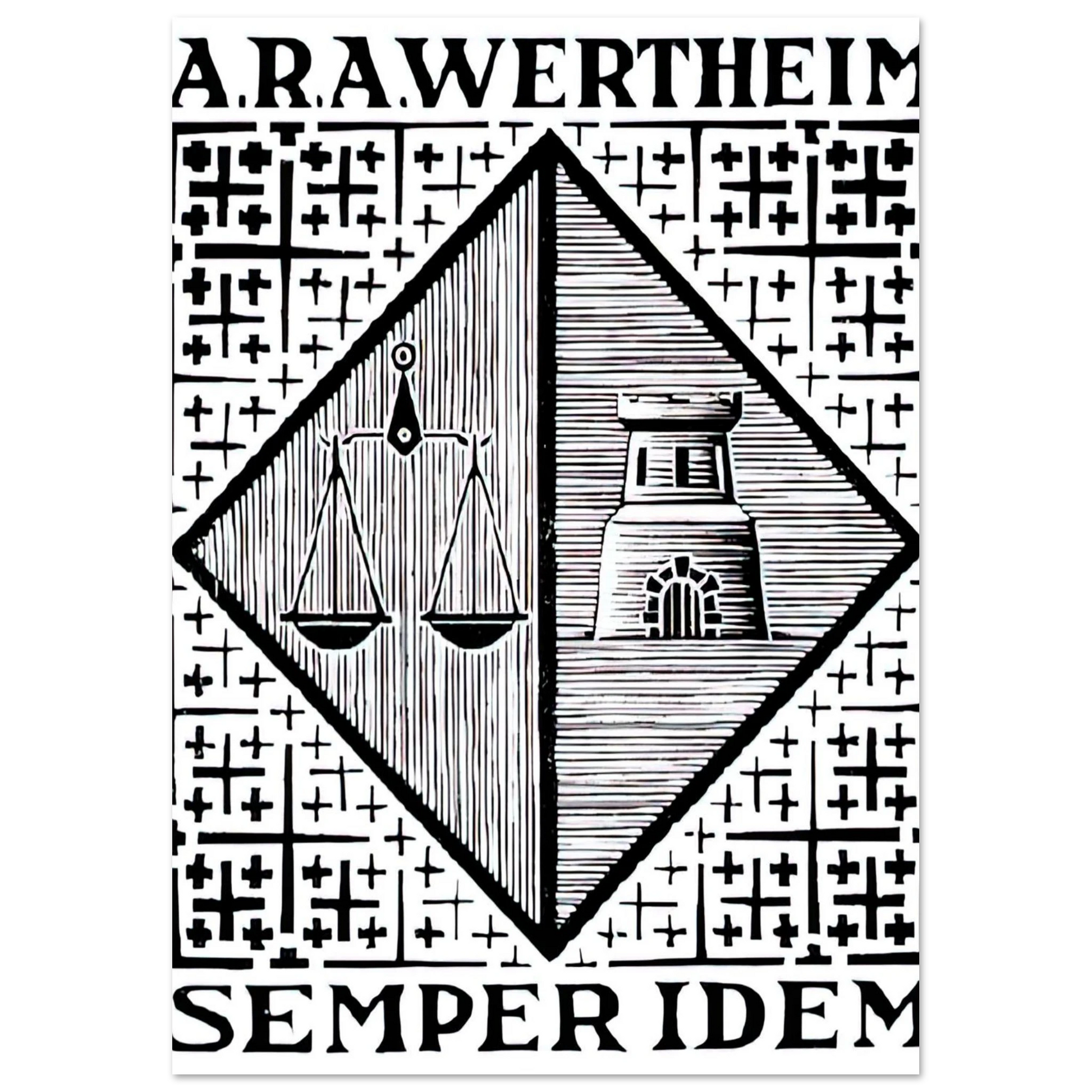 MC Escher - BOOKPLATE A R A WERTHEIM Wall Art - 30x40 cm / 12x16 inches - Premium Wooden Framed Poster With Fine Art Paper - Wood frame
