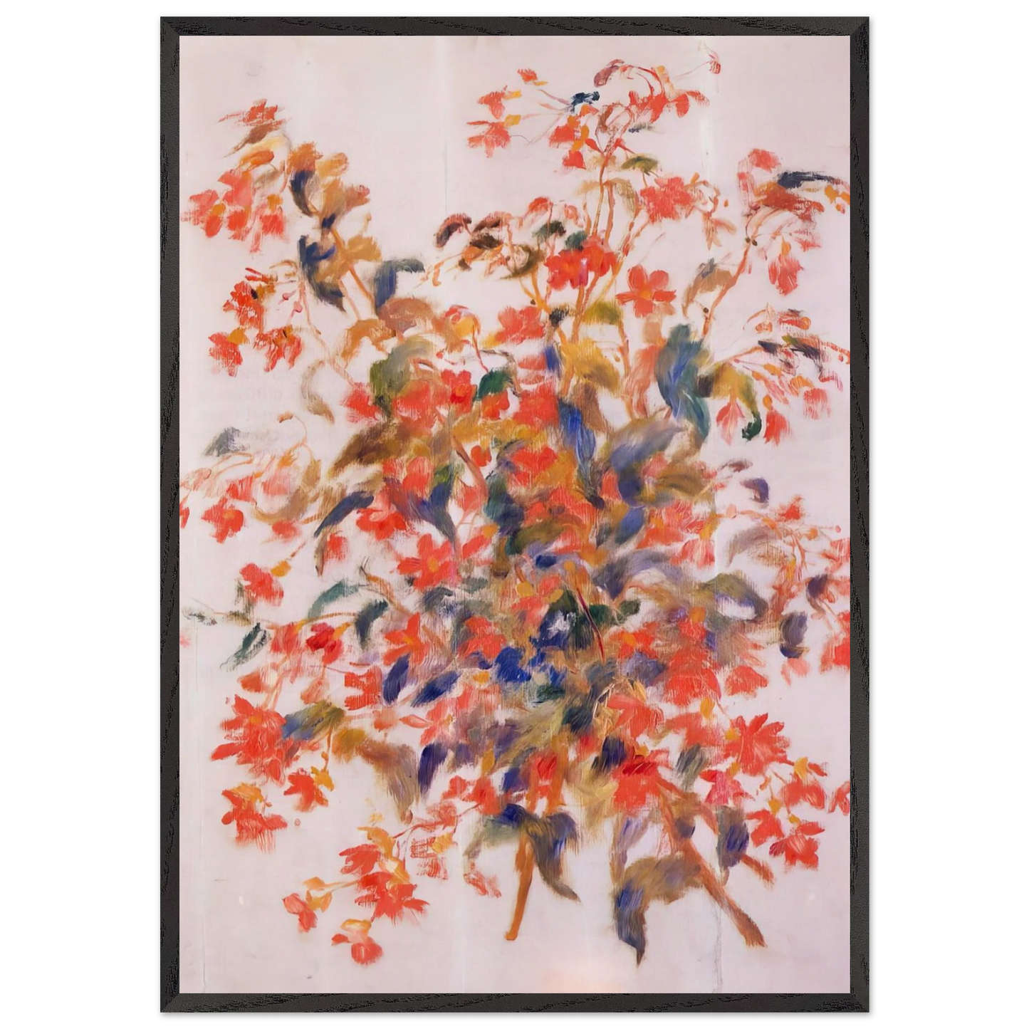 Still Life with Fuscias - Pierre-Auguste Renoir Framed Art Print – Black Wooden Frame - Default Title - -Framed Art Print