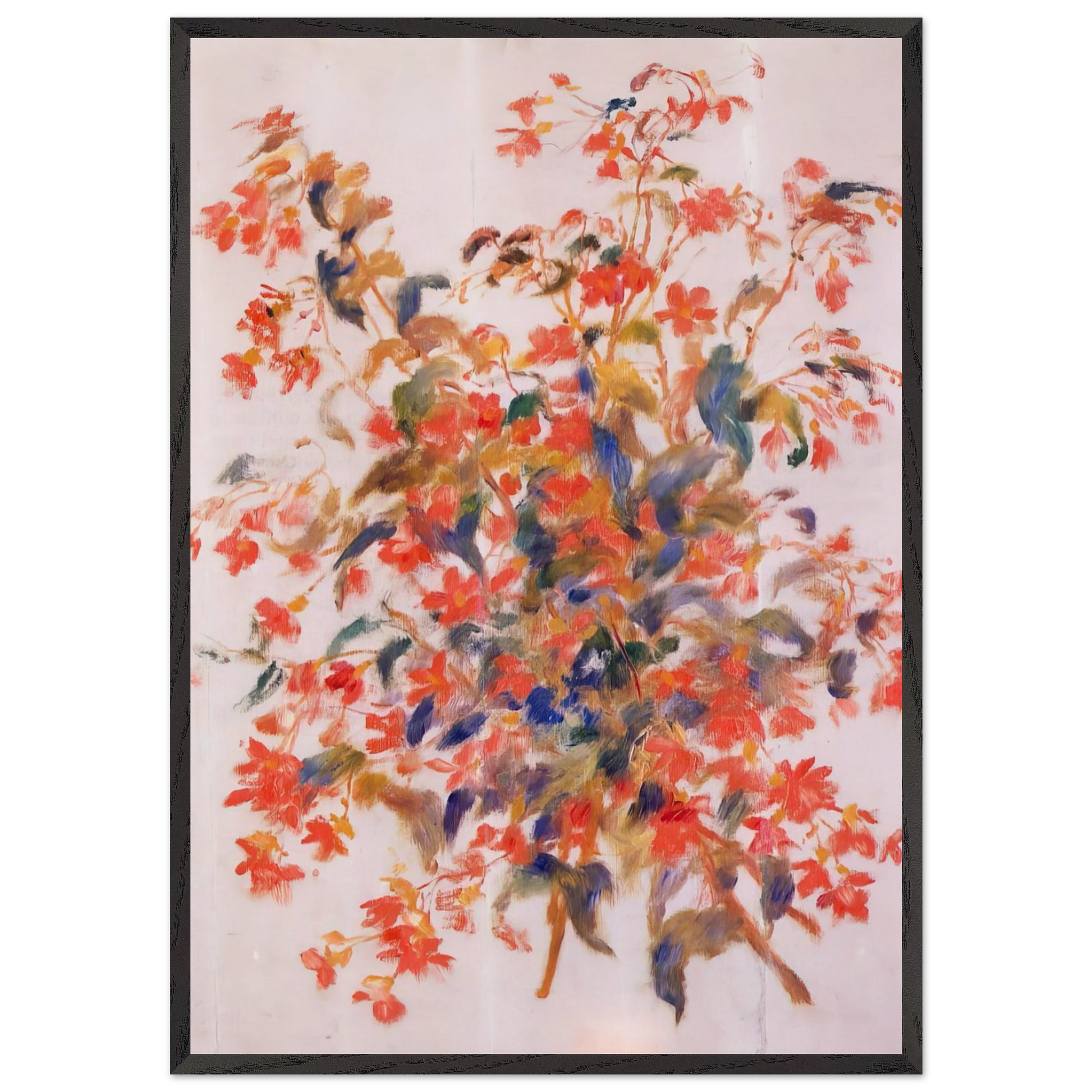 Still Life with Fuscias - Pierre-Auguste Renoir Framed Art Print – Black Wooden Frame - Default Title - -Framed Art Print