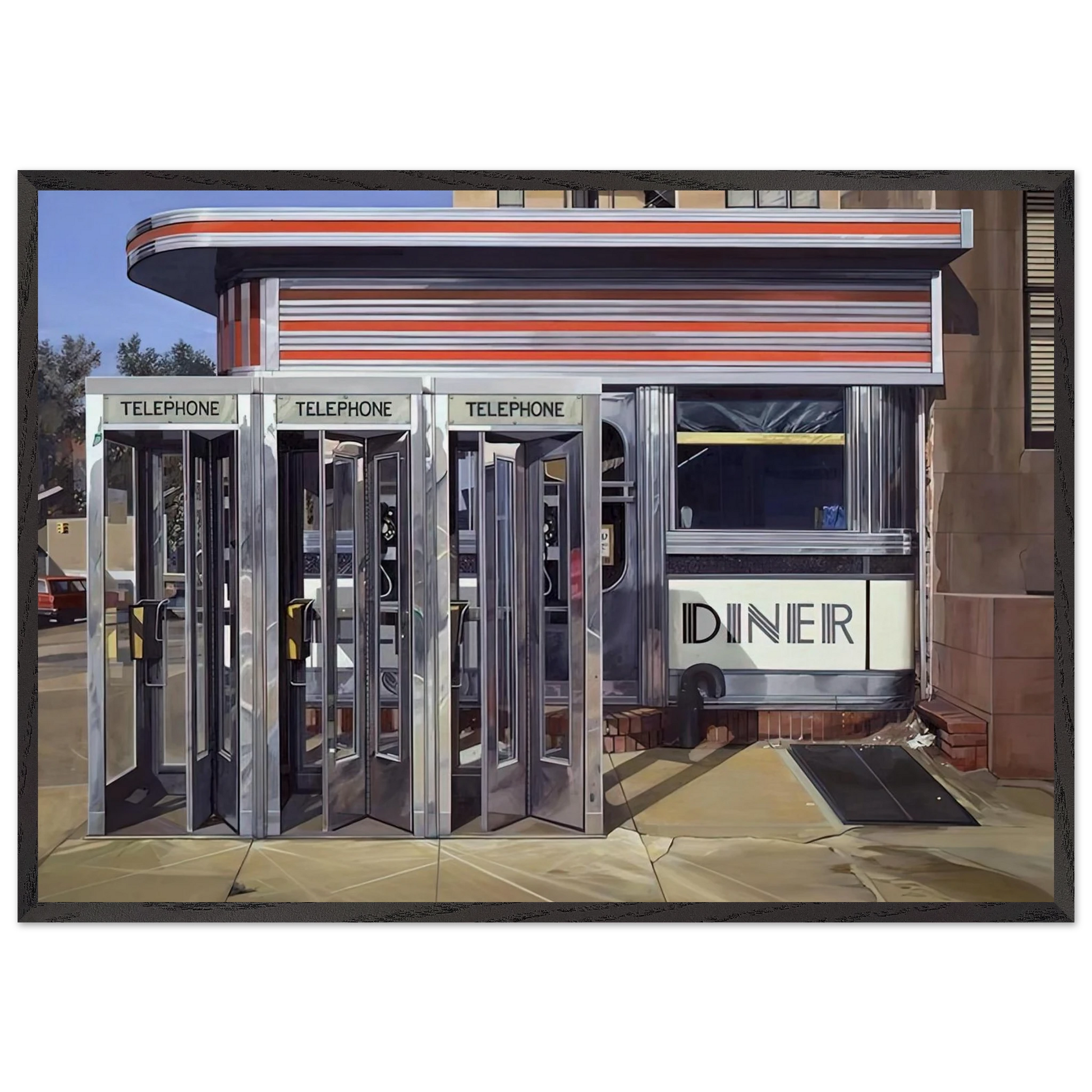 DINER 1971 - Richard Estes Framed Art Print – Black Wooden Frame - Default Title - -Framed Art Print