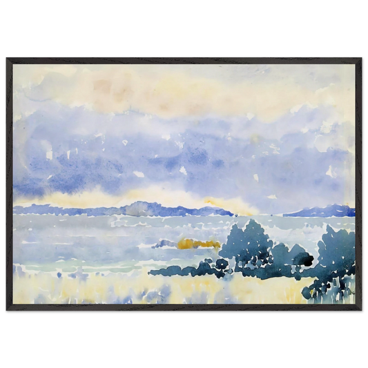 Land by the Sea - Henri-Edmond Cross 70x100 cm / 28x40 inches Framed Art Print – Black Wooden Frame