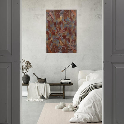 Frog Dreaming - 1989 - Clifford Possum Tjapaltjarri Brushed Aluminum Print - 70x100 cm / 28x40 inches | Clifford Possum Tjapaltjarri Aluminum Print | Clifford Possum Tjapaltjarri Prints