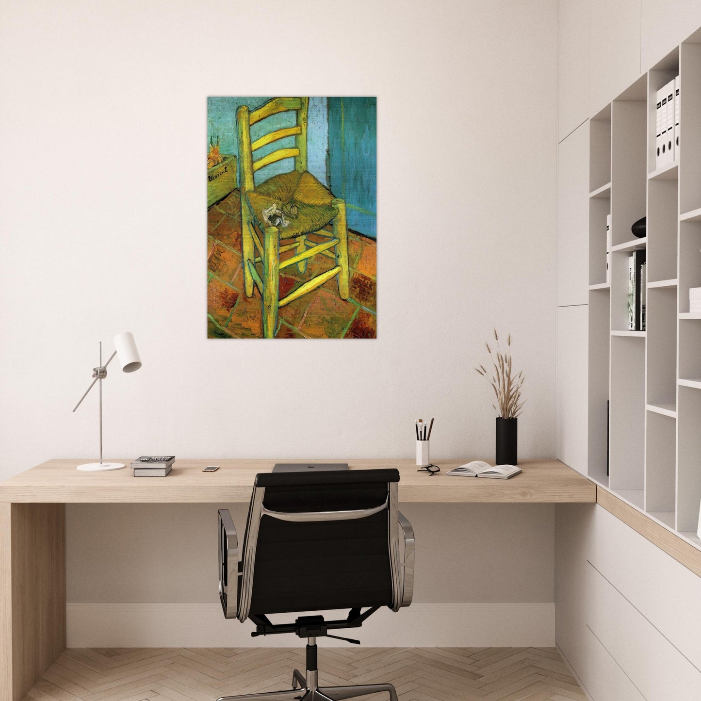 Van Gogh's Chair - Vincent van Gogh Brushed Aluminum Print - 70x100 cm / 28x40 inches | Vincent van Gogh Aluminum Print | Vincent van Gogh Prints