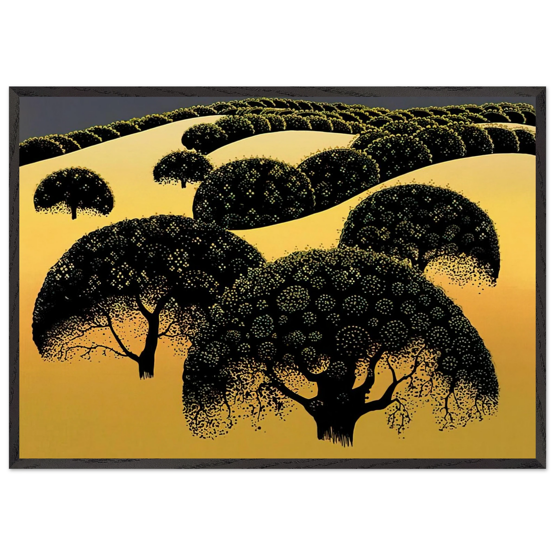 Santa Ynez Oaks - Eyvind Earle Framed Art Print – Black Wooden Frame - Default Title - -Framed Art Print