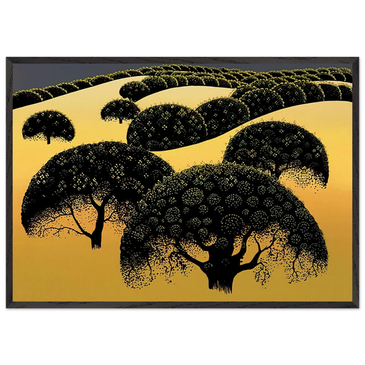 Santa Ynez Oaks - Eyvind Earle Framed Art Print – Black Wooden Frame - Default Title - -Framed Art Print