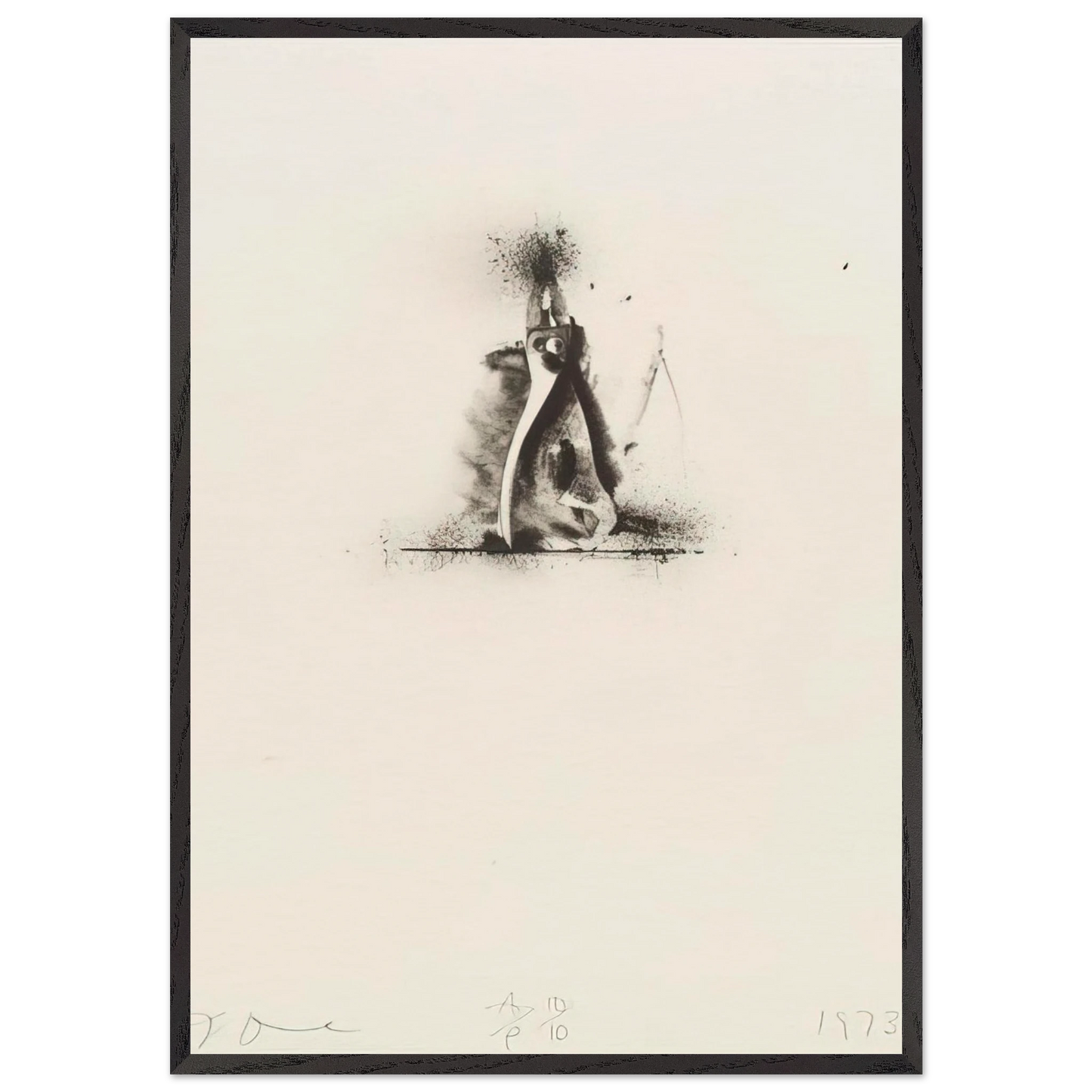 UNTITLED FROM TEN WINTER TOOLS 1973 1 - Jim Dine Framed Art Print – Black Wooden Frame - Default Title - -Framed Art Print