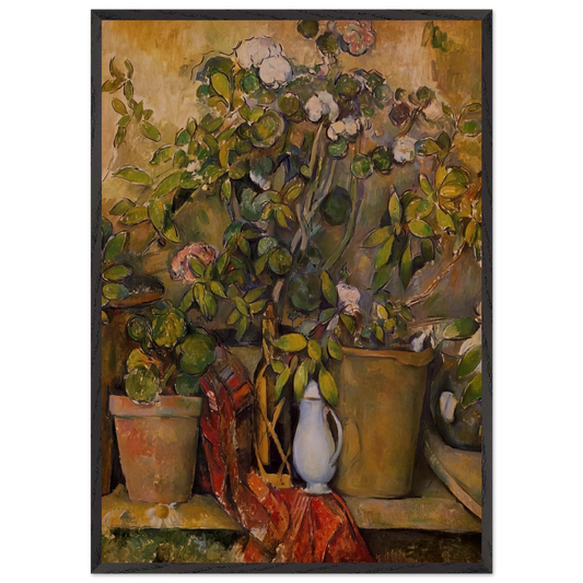 Potted Plants - Paul Cezanne 70x100 cm / 28x40 inches Framed Art Print – Black Wooden Frame