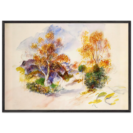 Landscape with Trees N1 - Pierre-Auguste Renoir 70x100 cm / 28x40 inches Framed Art Print – Black Wooden Frame
