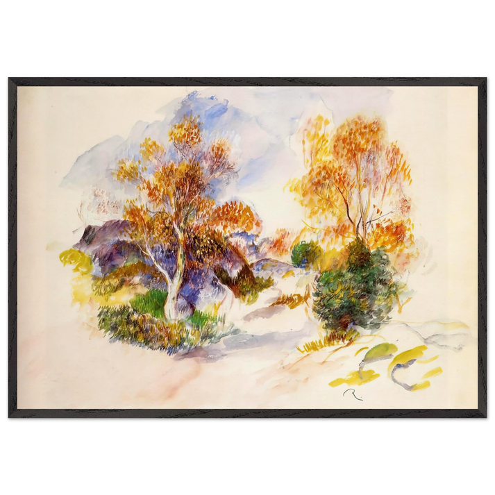 Landscape with Trees N1 - Pierre-Auguste Renoir 70x100 cm / 28x40 inches Framed Art Print – Black Wooden Frame