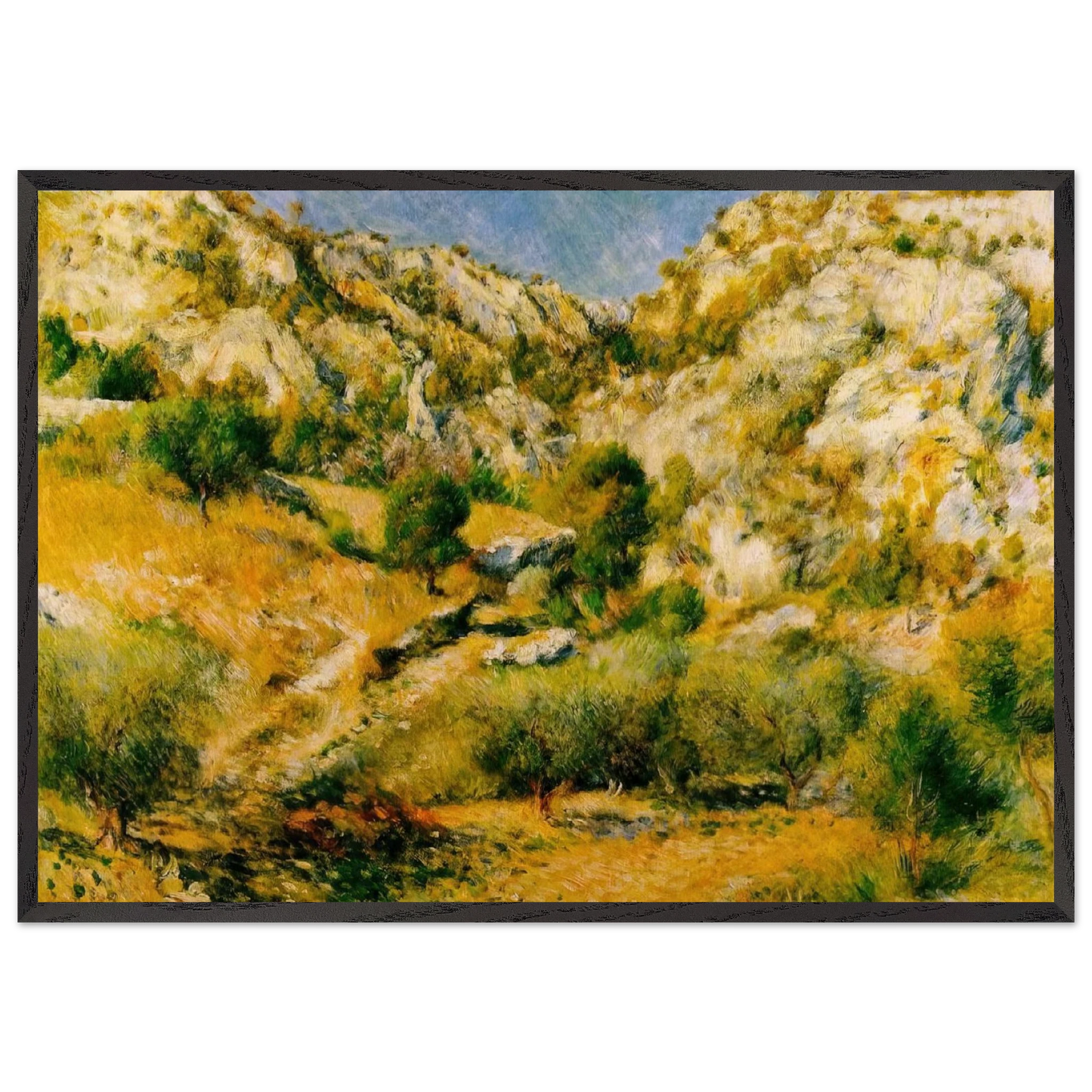 Rocky Craggs at lEstaque - Pierre-Auguste Renoir Framed Art Print – Black Wooden Frame - Default Title - -Framed Art Print