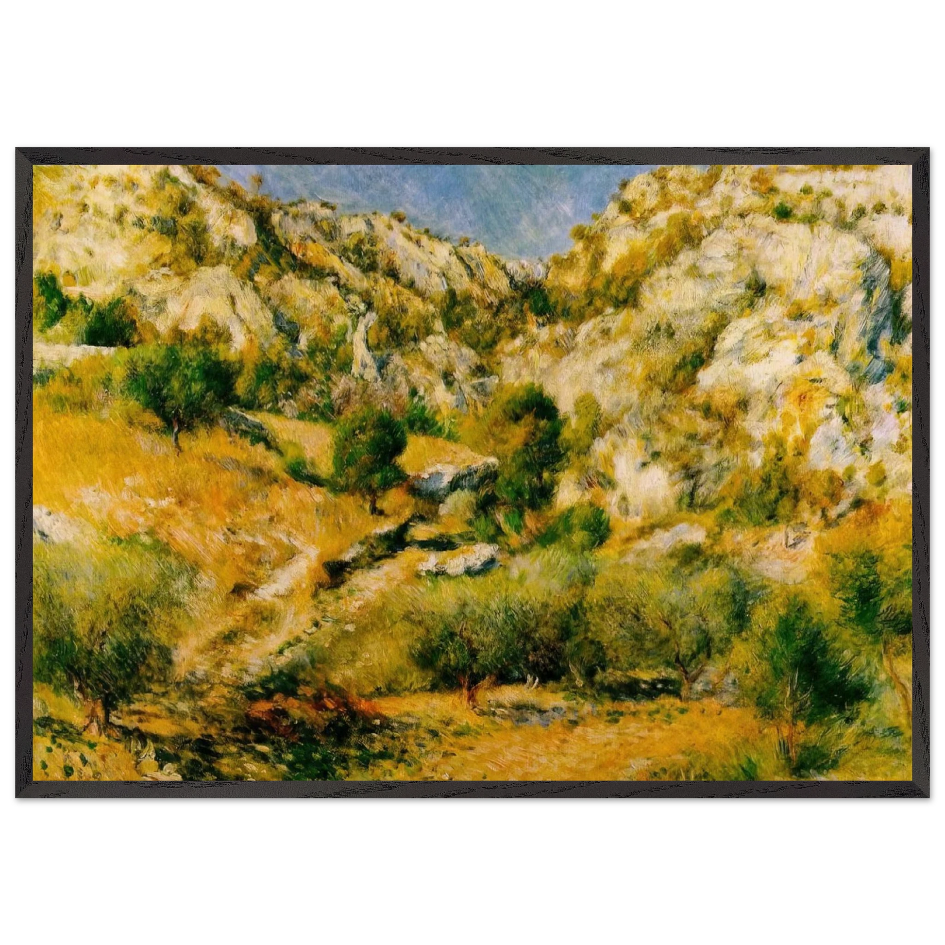 Rocky Craggs at lEstaque - Pierre-Auguste Renoir Framed Art Print – Black Wooden Frame - Default Title - -Framed Art Print