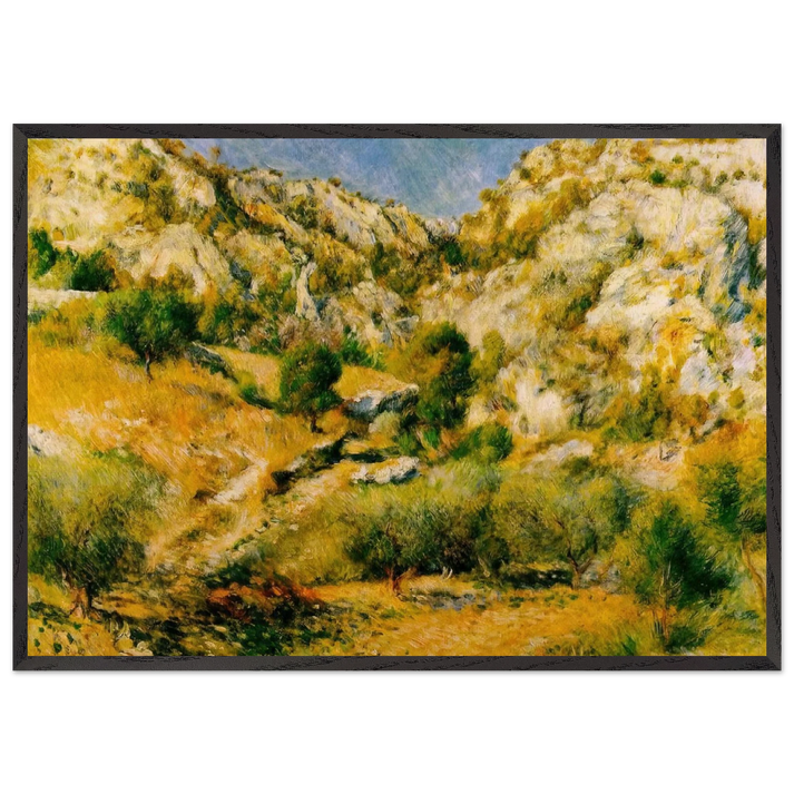 Rocky Craggs at lEstaque - Pierre-Auguste Renoir 70x100 cm / 28x40 inches Framed Art Print – Black Wooden Frame