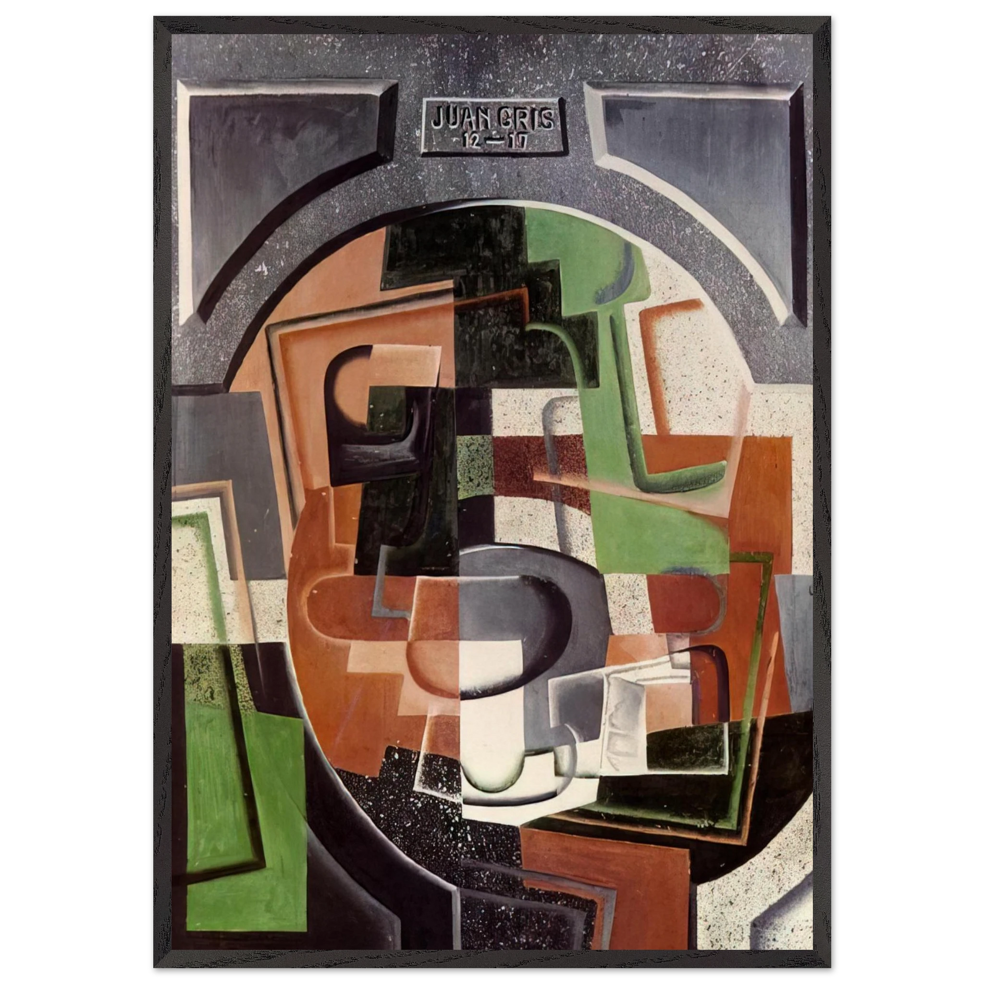 STILL LIFE ON PLAQUE 1917 - Juan Gris Framed Art Print – Black Wooden Frame - Default Title - -Framed Art Print