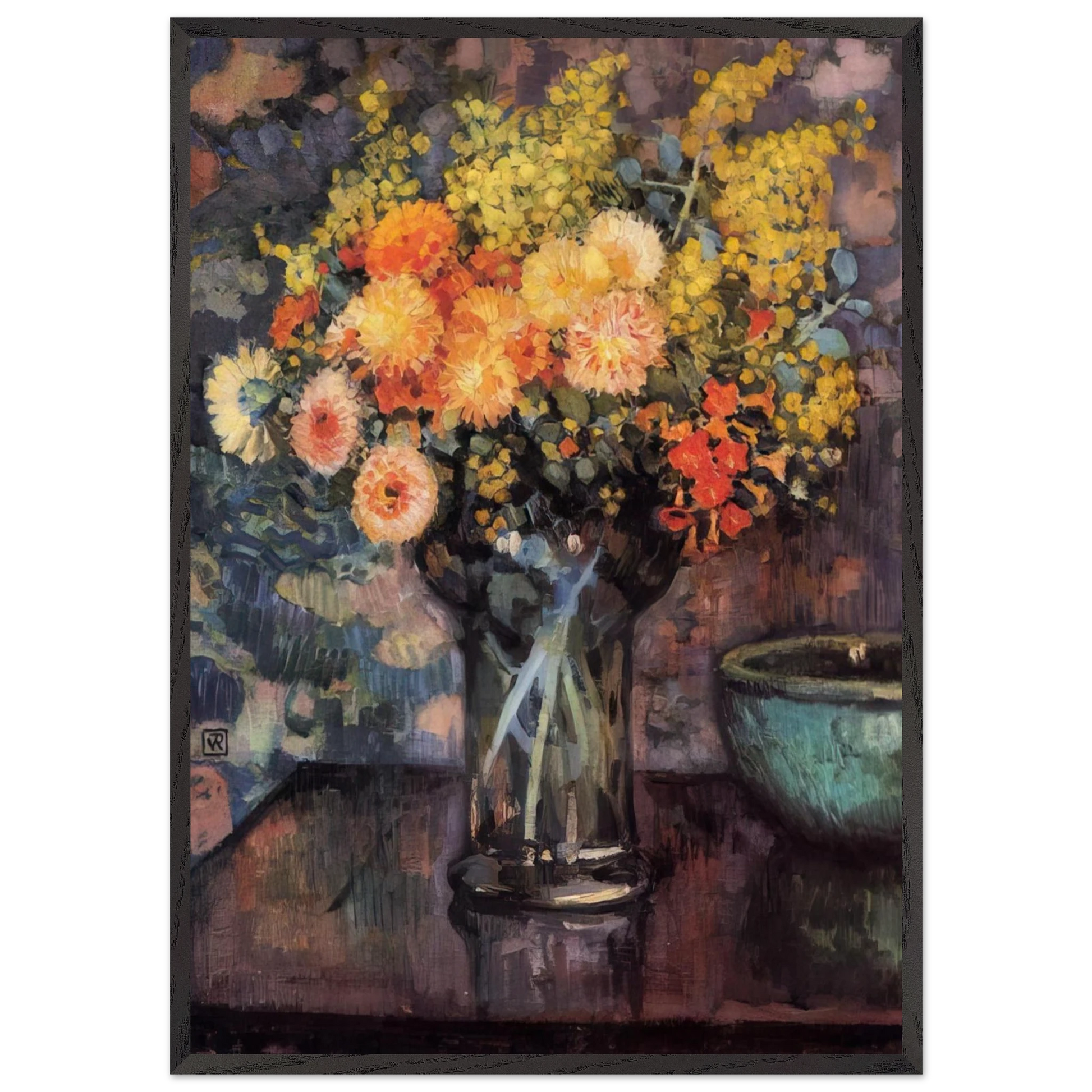 VASE OF FLOWERS N2 - Theo van Rysselberghe Framed Art Print – Black Wooden Frame - Default Title - -Framed Art Print