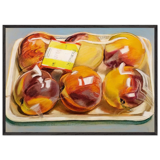 PEACHES 1971 - Janet Fish Framed Art Print – Black Wooden Frame - Default Title - -Framed Art Print