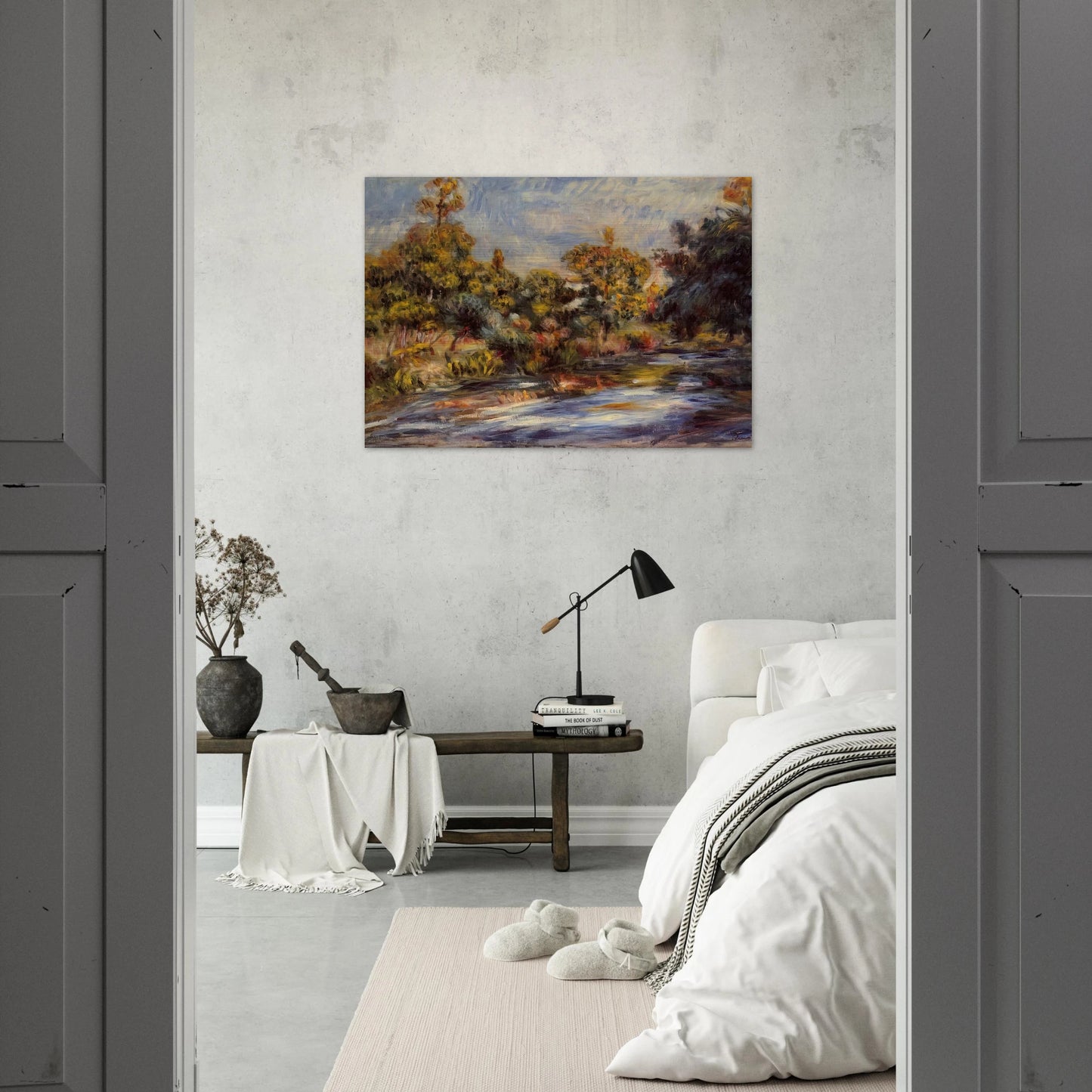 Landscape with River - Pierre-Auguste Renoir Brushed Aluminum Print - 70x100 cm / 28x40 inches | Pierre-Auguste Renoir Aluminum Print | Pierre-Auguste Renoir Prints