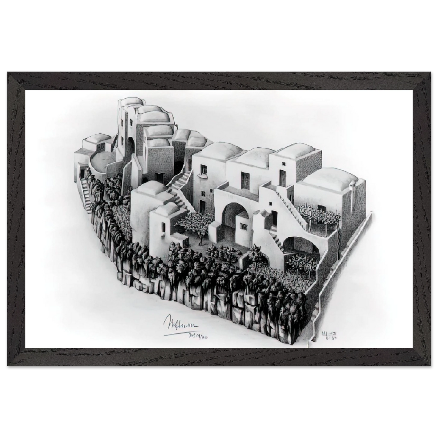 MC Escher - ESCHER (24) Wall Art - 21x29.7 cm / 8x12" - Premium Wooden Framed Poster With Fine Art Paper - Black frame