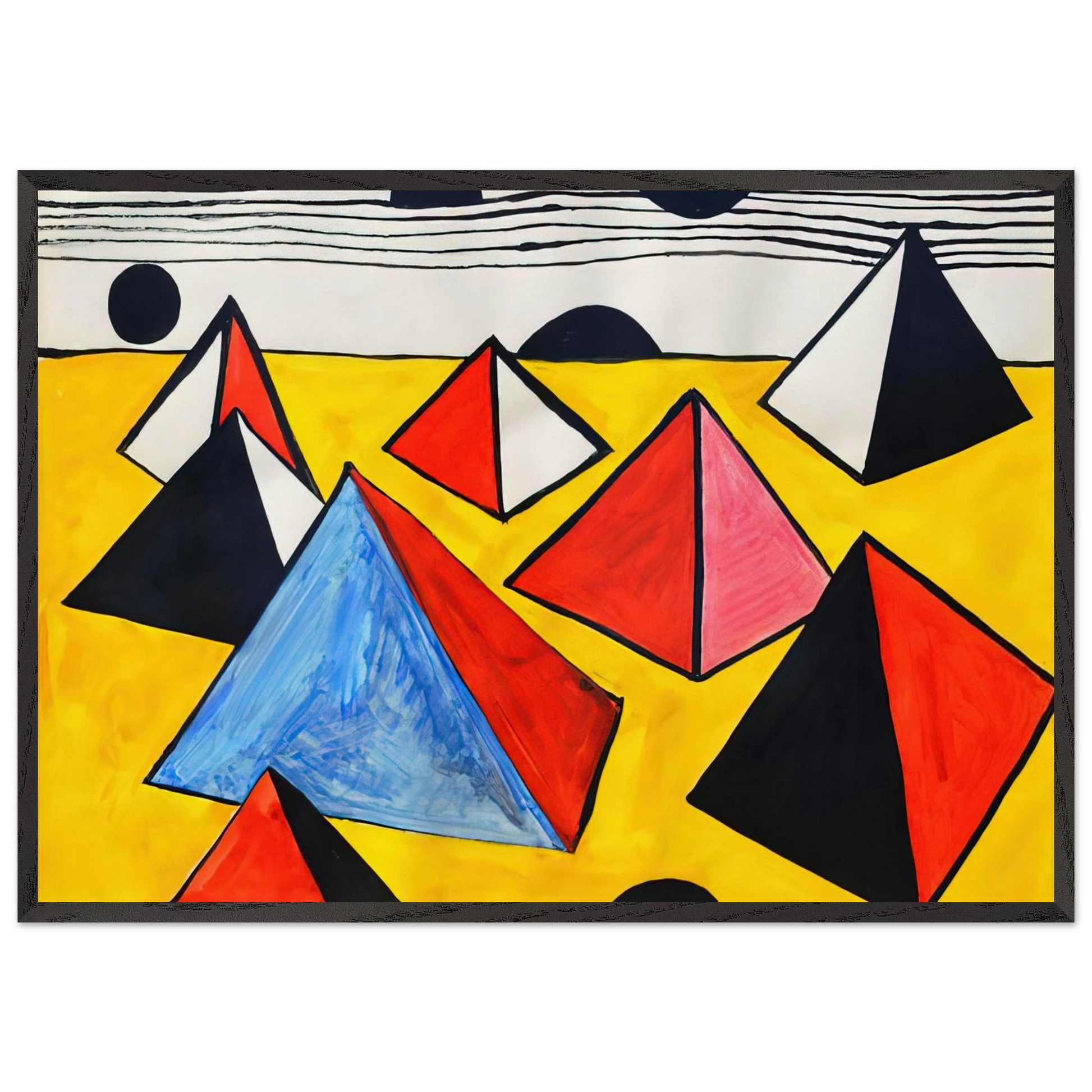 PYRAMIDS 1975 - Alexander Calder Framed Art Print – Black Wooden Frame - Default Title - -Framed Art Print