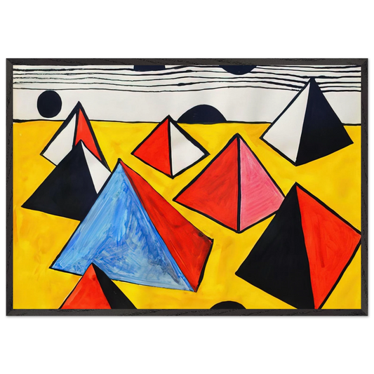 PYRAMIDS 1975 - Alexander Calder Framed Art Print – Black Wooden Frame - Default Title - -Framed Art Print
