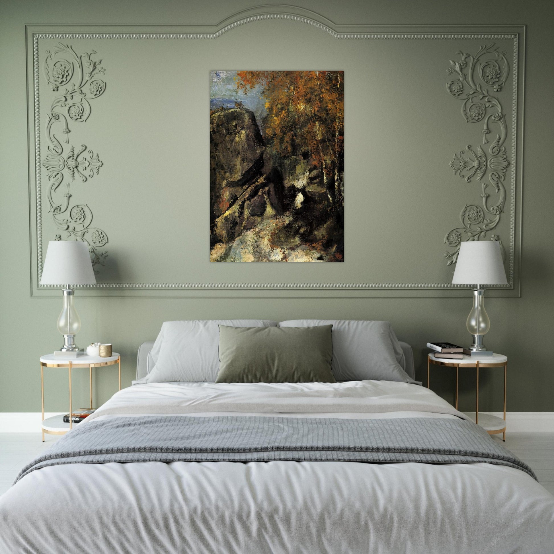 Rock in the Forest of Fontainbleau - Paul Cézanne Brushed Aluminum Print - 70x100 cm / 28x40 inches | Paul Cézanne Aluminum Print | Paul Cézanne Prints