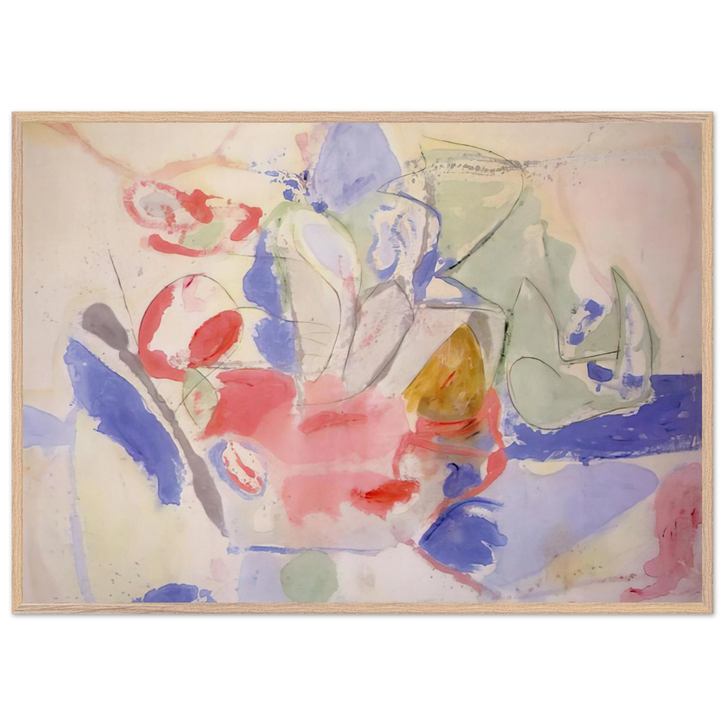 Helen Frankenthaler - Mountains and Sea - 1952 Wall art - 60x80 cm / 24x32 Inches - Premium Wooden Framed Poster With Fine Art Paper - Black frame