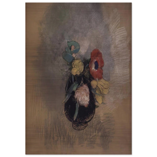 ANEMONES AND TULIPS - Odilon Redon Brushed Aluminum Print - 70x100 cm / 28x40 inches | Odilon Redon Aluminum Print | Odilon Redon Prints