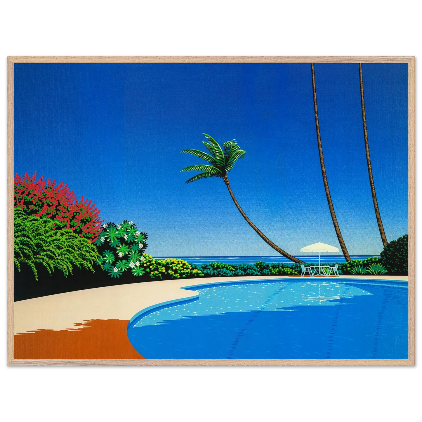 Hiroshi Nagai - Shade of Palm Grove II Wall Art - 21x29.7 cm / 8x12" - Premium Wooden Framed Poster With Fine Art Paper - Black frame