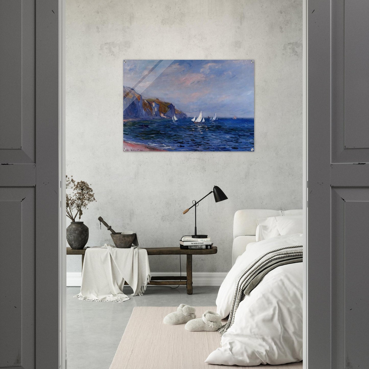 Cliffs and Sailboats at Pourville - claude monet Acrylic Print - 70x100 cm / 28x40″ inches