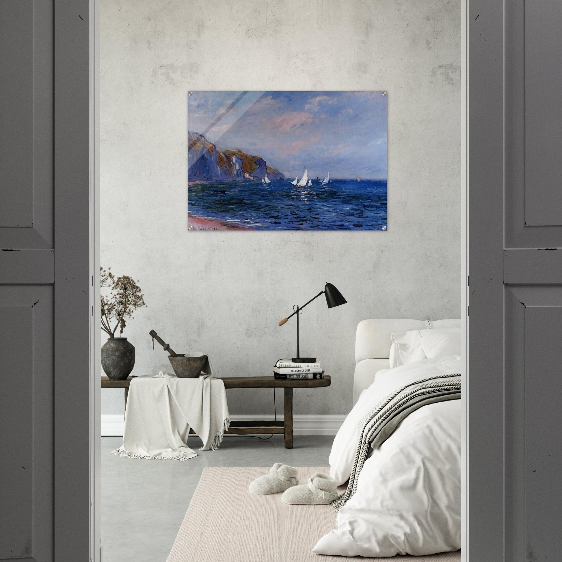 Cliffs and Sailboats at Pourville - claude monet Acrylic Print - 70x100 cm / 28x40″ inches