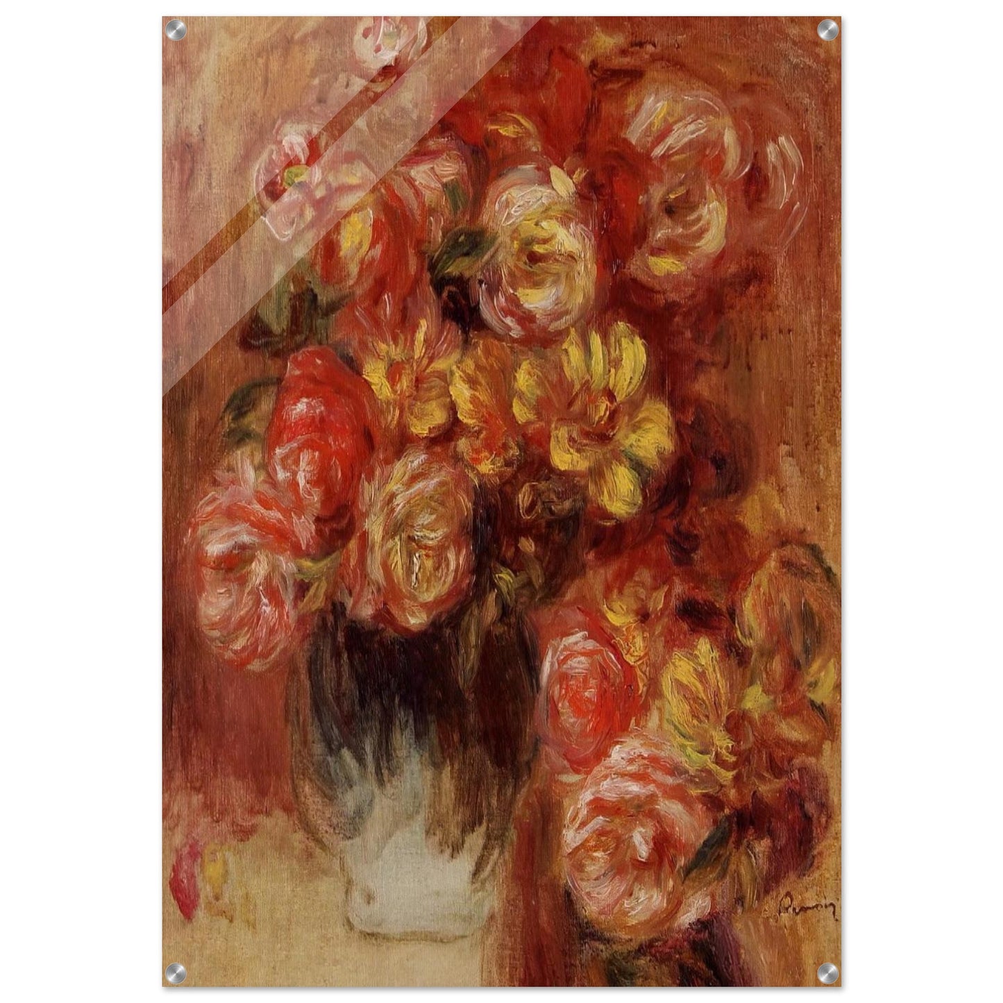 Vase of Roses - Pierre-Auguste Renoir Acrylic Print - 70x100 cm / 28x40″ inches