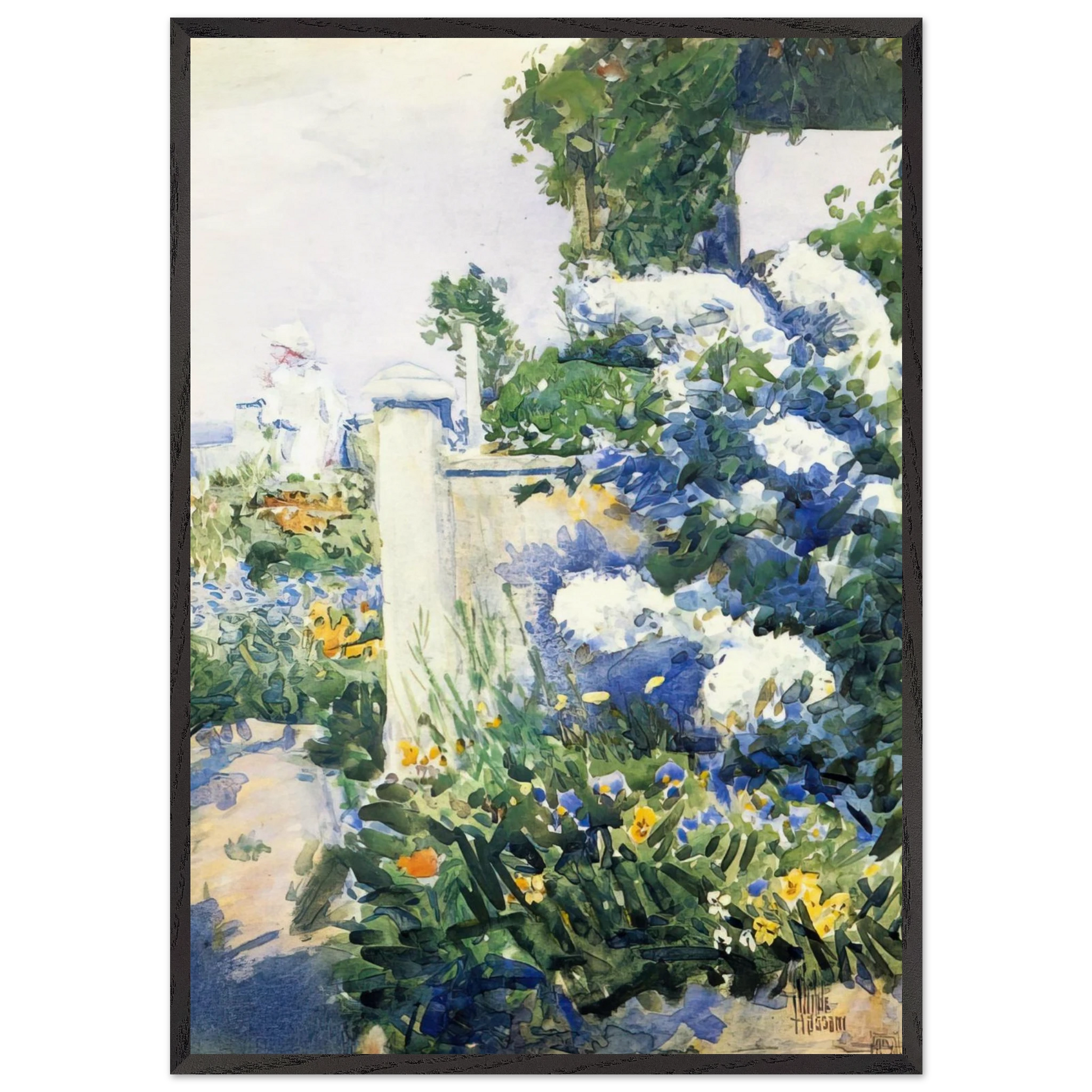 Garden by the Sea Isles of Shoals - Childe Hassam Framed Art Print – Black Wooden Frame - Default Title - -Framed Art Print