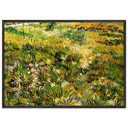 Meadow in the Garden of Saint-Paul Hospital - Vincent van Gogh 70x100 cm / 28x40 inches Framed Art Print – Black Wooden Frame